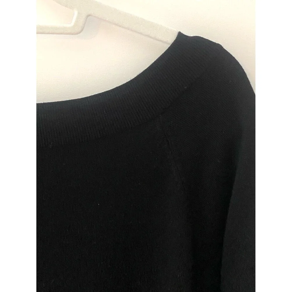 Chico's Black Boatneck Flare Sleeve Pullover Sweater Lightweight Knit Womens L